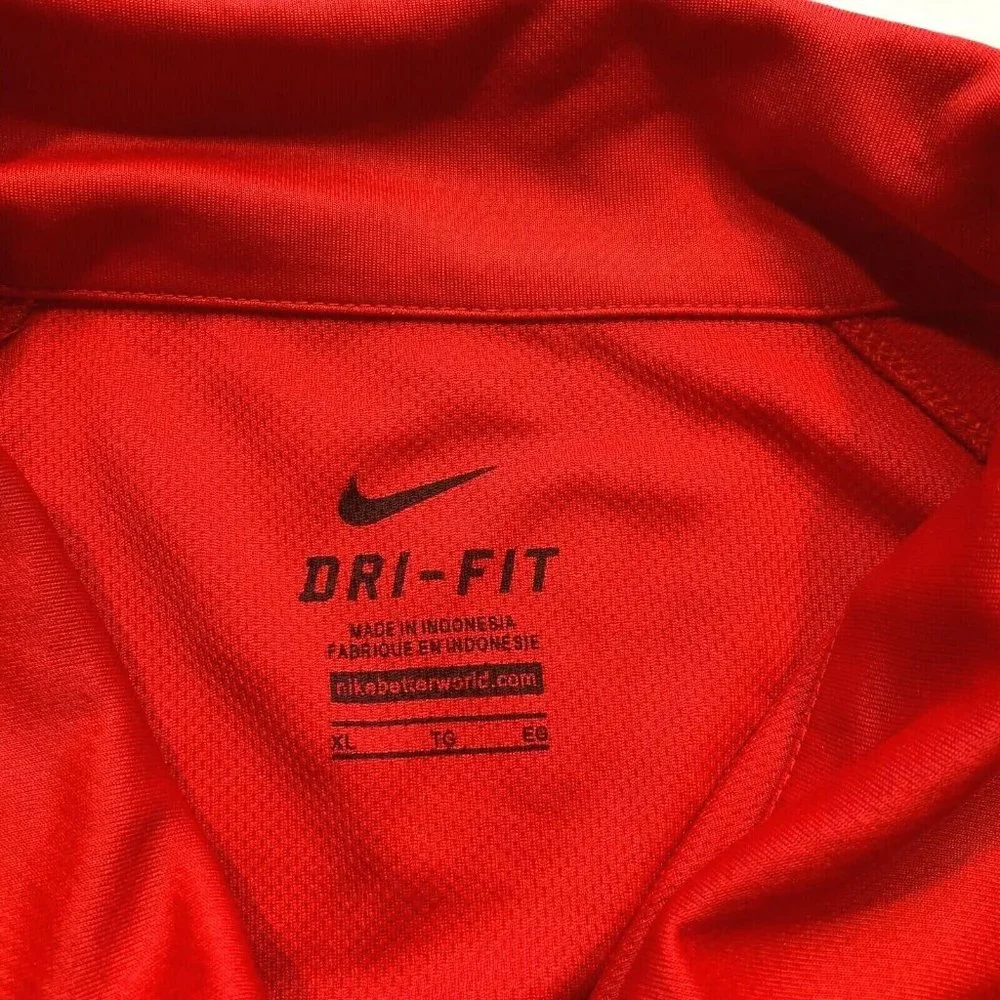 Nike Dri-Fit Polo Shirt Mens XL Golf‎ Short Sleeve Athletic Swoosh Active Red